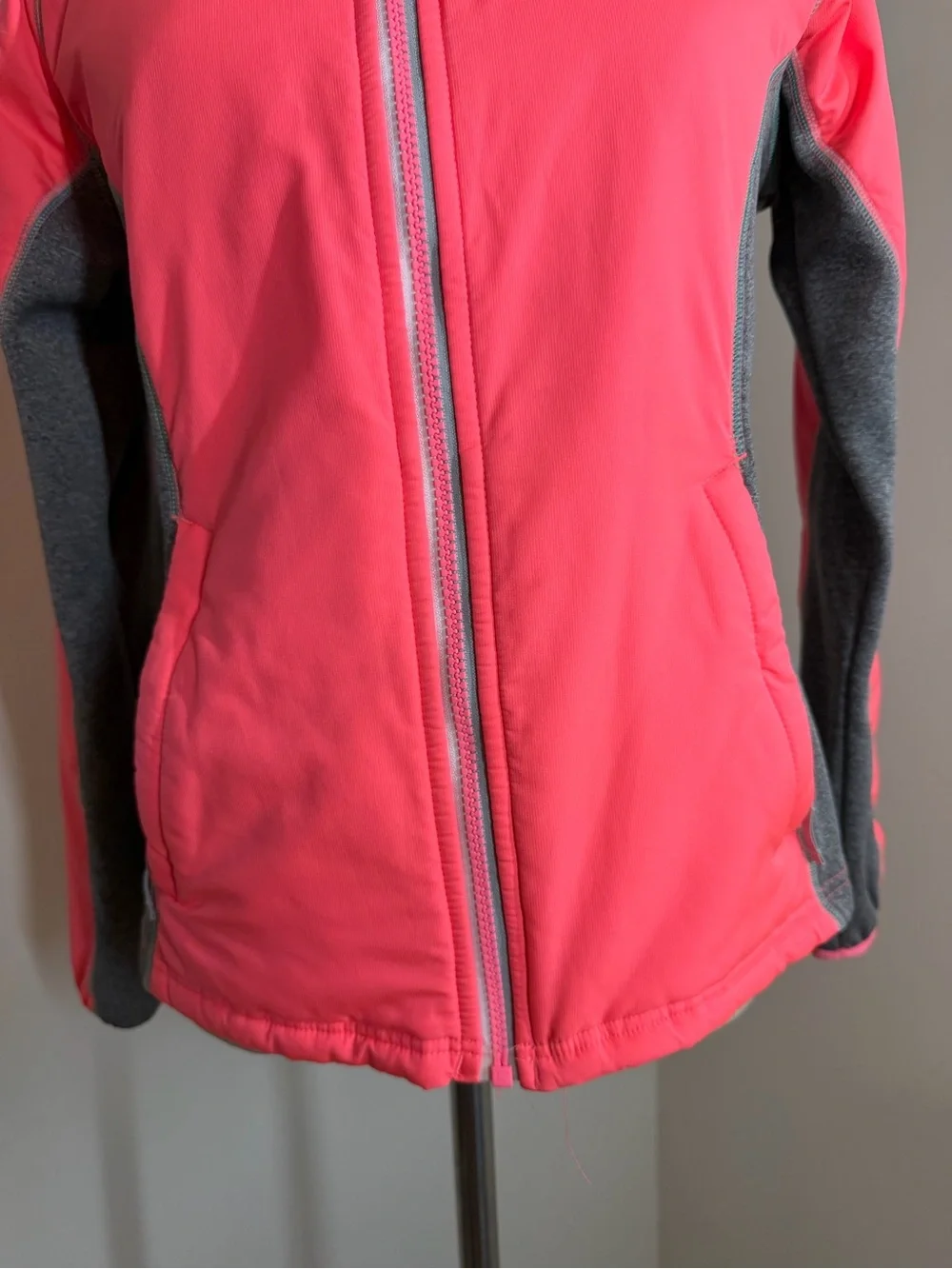 The North Face Girls Pink Grey Glacier - SZ L- Full Zip Hooded Sweatshirt Hoodie